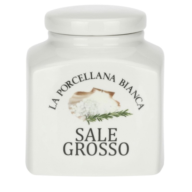 Barattolo Porcellana decorato Sale Grosso Conserva