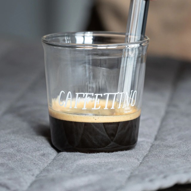 Set 4 bicchierini espresso in vetro borosilicato decoro Pausa